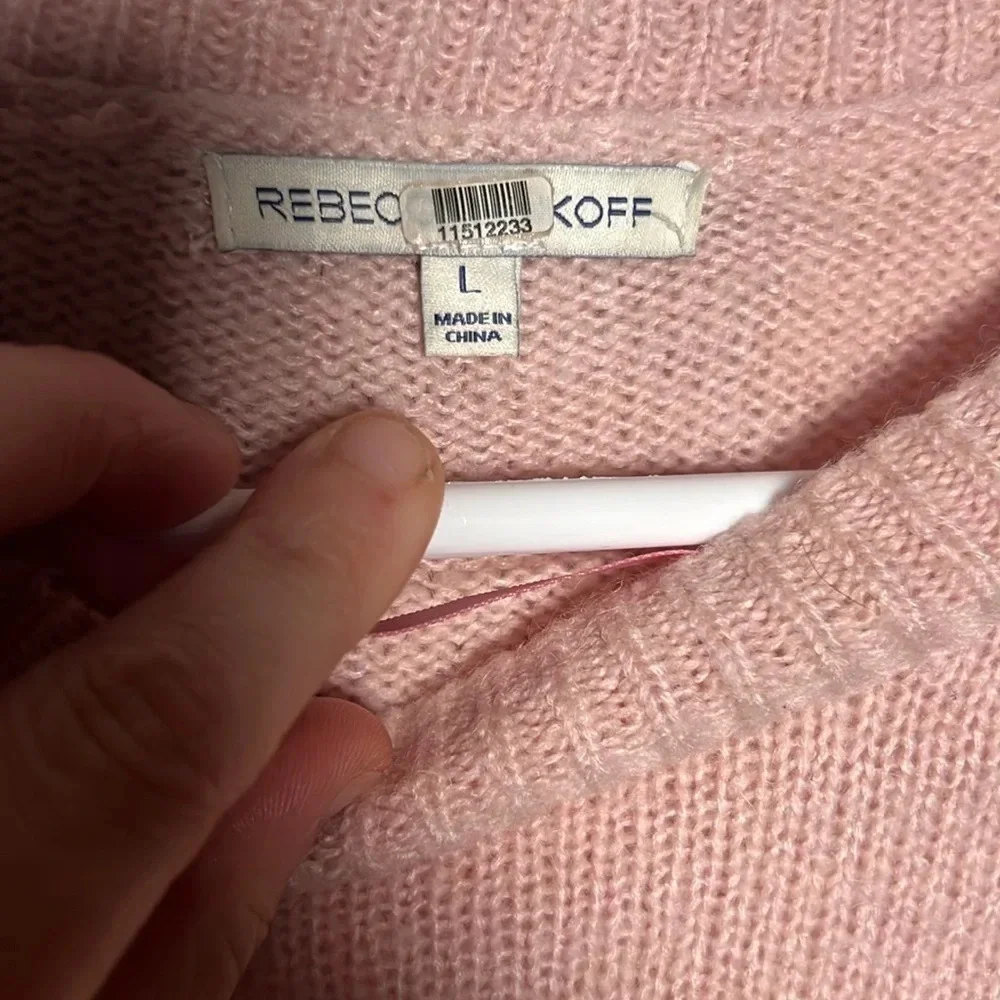 Rebecca Minkoff Light Pink Knit Pullover Sweater Wool Blend Size Large